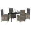 vidaXL Garten Essgruppe mit Kissen 5 pcs Grau Poly-Rattan