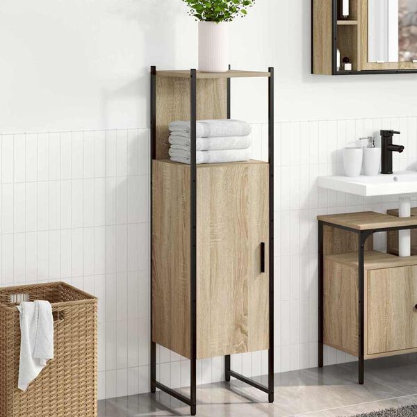 vidaXL Badezimmerschrank Beige 33 x 33 x 120,5 cm Holzwerkstoff