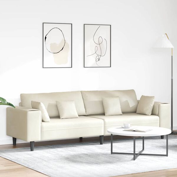 vidaXL Sofa mit Kissen Creme 250 x 77 x 76 cm Samt