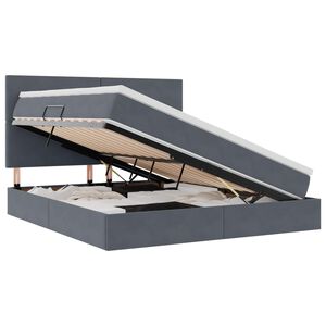 vidaXL LED-Speicherbett mit Matratze Dunkelgrau 180 x 200 cm Samt