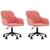 vidaXL Esszimmerst&uuml;hle 2 Stk. Drehbar Rosa Samt