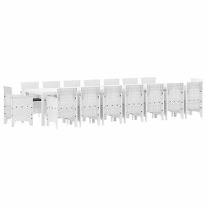 vidaXL Garten-Esszimmergarnitur mit Kissen mit Kissen 17 pcs Wei&szlig; PP