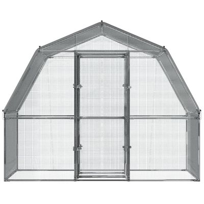 vidaXL Hühnergehege mit Dach und Tür Silbern Verzinkter Stahl