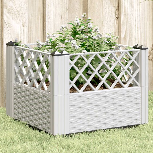 vidaXL Pflanzkasten mit Erdspie&szlig;en Wei&szlig; 43,5x43,5x43,5 cm PP
