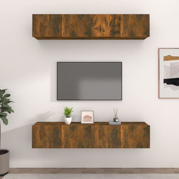 vidaXL TV-Schr&auml;nke 4 Stk. R&auml;uchereiche 80x30x30 cm Holzwerkstoff