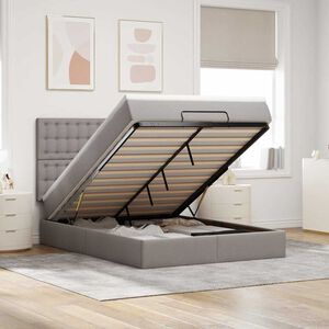 vidaXL Ottoman-Bett mit Matratze Taupe 140x190 cm Stoff