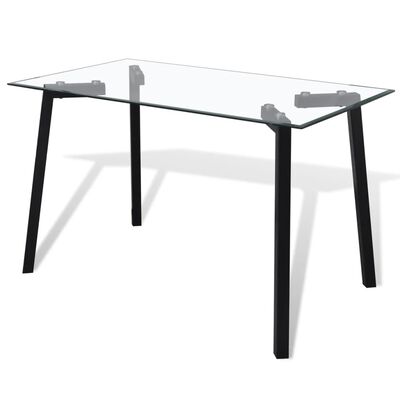 vidaXL Esstisch mit Glasplatte und Schwarzen Tischbeinen