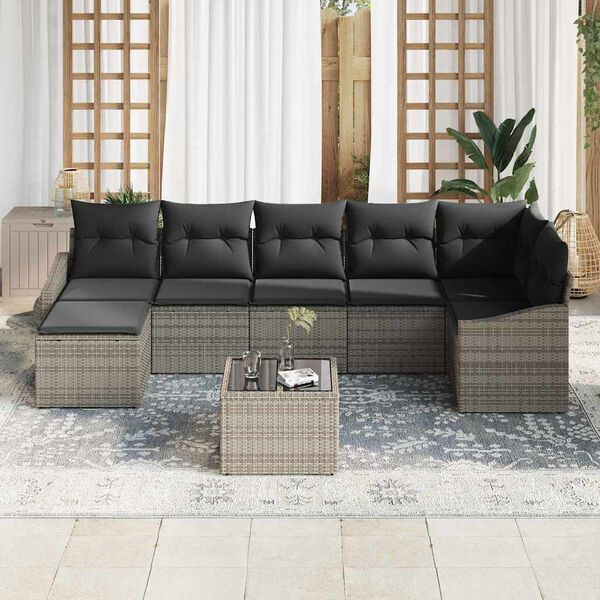 vidaXL Garten Essgruppe mit Kissen mit Speicher 8 pcs Hellgrau