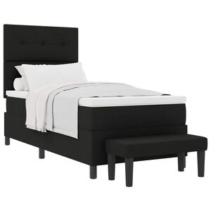 vidaXL Boxspringbett mit Kopfteil Schwarz 90 x 200 cm Stoff