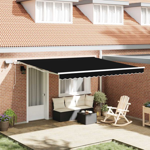 vidaXL Einziehbare Markise Schwarz 400 x 300 cm Stoff und Stahl