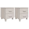 vidaXL Nachttische HAMAR 2 Stk. Wei&szlig; 40x35x44,5 cm Massivholz