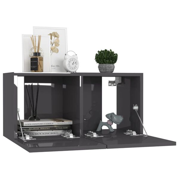 vidaXL 7-tlg. TV-Schrank-Set Hochglanz-Grau Holzwerkstoff