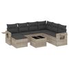 vidaXL 8-tlg. Garten-Sofagarnitur mit Kissen Hellgrau Poly Rattan