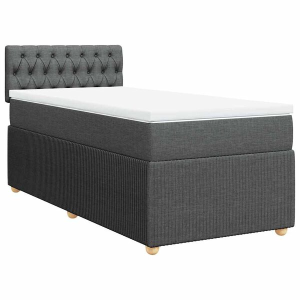 vidaXL Boxspringbett mit Matratze Dunkelgrau 80x200 cm Stoff