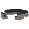 vidaXL 13-teiliges Gartensofa-Set mit Kissen, grau, Polyrattan