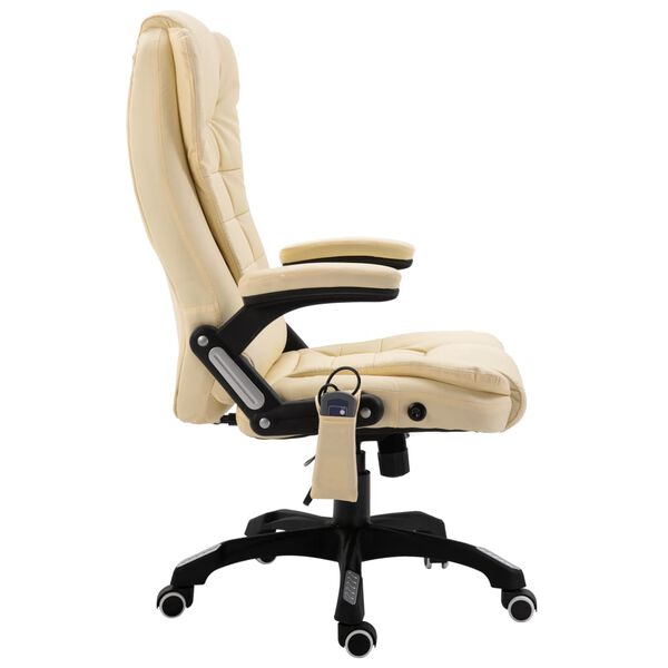 vidaXL Massage-B&uuml;rostuhl Creme Kunstleder