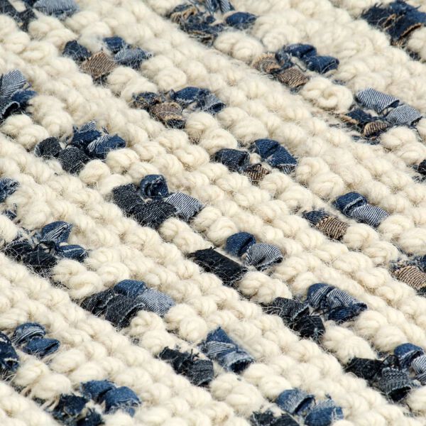 vidaXL Teppich Denim Wolle 120&times;170 cm Blau/Wei&szlig;