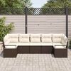 vidaXL Gartensofa-set mit Kissen 7 pcs Braun und Wei&szlig; Poly-Rattan