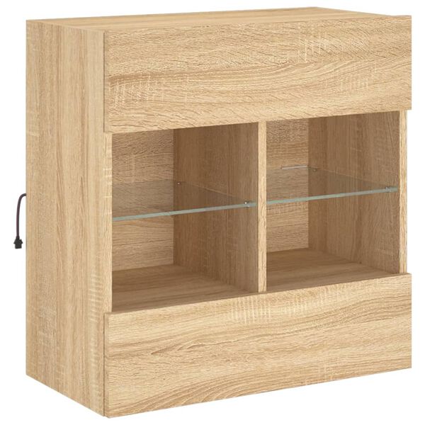 vidaXL TV-Wandschrank mit LED-Leuchten Sonoma-Eiche 58,5x30x60,5 cm