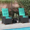 vidaXL Verstellbarer Gartenstuhl Schwarz und T&uuml;rkis 64 x 57,5 x 112 cm
