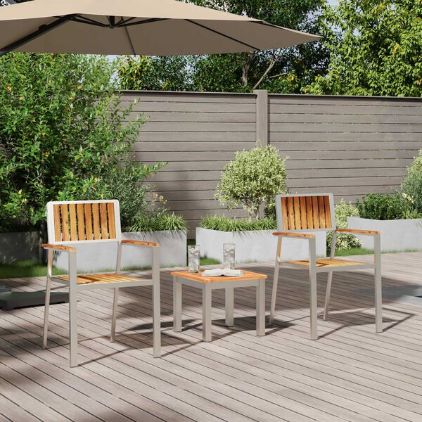 vidaXL Garten-Ess-Set 3 pcs Braun Massives Teakholz