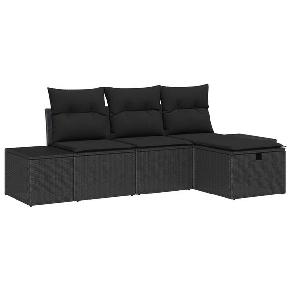 vidaXL Sofa Set mit Kissen 4 pcs Poly-Rattan
