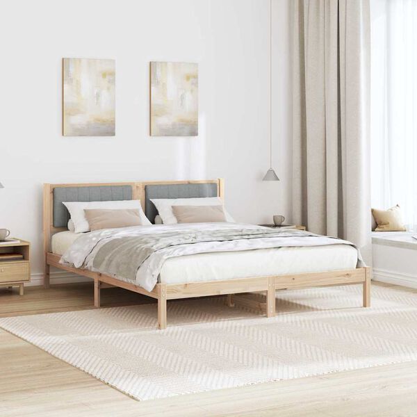 vidaXL Bettgestell mit gepolstertem Kopfteil Hellgrau 150 x 200 cm