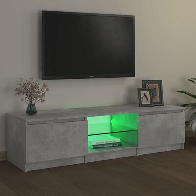 vidaXL TV-Schrank mit LED-Leuchten Betongrau 140x40x35,5 cm