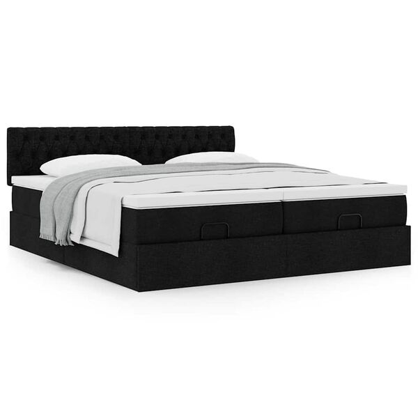 vidaXL Ottoman-Bett mit Matratzen Schwarz 180x200 cm Stoff