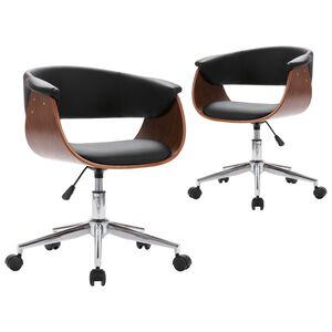 vidaXL Esszimmerst&uuml;hle 2 Stk. Drehbar Schwarz Kunstleder