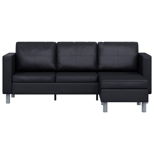 vidaXL L-förmiges Sofa 3-Sitzer Kunstleder Schwarz