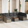 vidaXL Gartensofa-set mit Speicher 10 pcs Grau Poly-Rattan