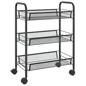 vidaXL K&uuml;chenwagen 3 Etagen Schwarz 46x26x64 cm Eisen