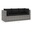 vidaXL 4-tlg. Garten-Lounge-Set mit Kissen Poly Rattan Grau