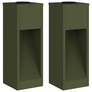 vidaXL Solar LED Wegeleuchte 2 pcs Olive Gr&uuml;n Kalt gewalzter Stahl