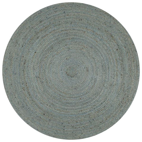 vidaXL Teppich Handgefertigt Jute Rund 120 cm Olivgr&uuml;n