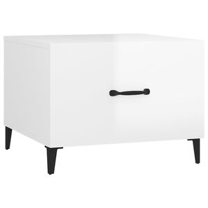 vidaXL Couchtisch mit Metallbeinen Hochglanz-Wei&szlig; 50x50x40 cm