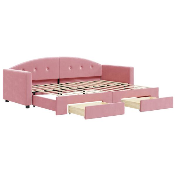 vidaXL Tagesbett Ausziehbar mit Schubladen Rosa 80x200 cm Samt