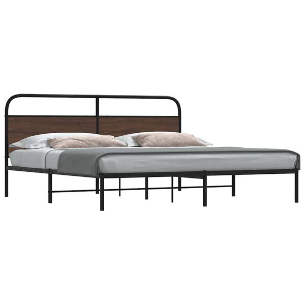 vidaXL Metallbett ohne Matratze Braun Eichen-Optik 193x203 cm