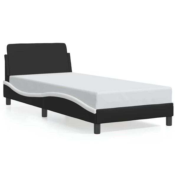 vidaXL Bettgestell "Dover" Schwarz und Wei&szlig; 90x190 cm Kunstleder