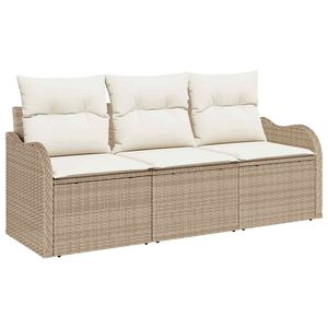 vidaXL Gartensofa-set 3 stk. Beige Poly-Rattan