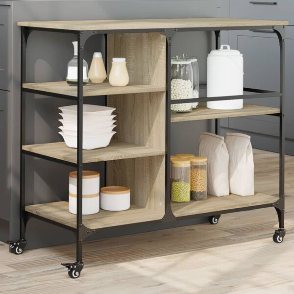 vidaXL K&uuml;chenwagen Sonoma-Eiche 100x45x89,5 cm Holzwerkstoff