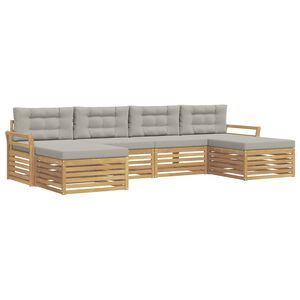 vidaXL Outdoor-Sofagarnitur 6 Stk. Wei&szlig; und Hellgrau Massivholz Akazie