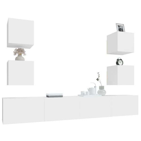 vidaXL 6-tlg. TV-Schrank-Set Wei&szlig; Holzwerkstoff