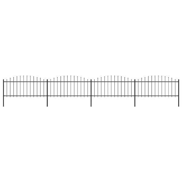 vidaXL Gartenzaun mit Speerspitze Stahl 714,5 x 75 cm Schwarz