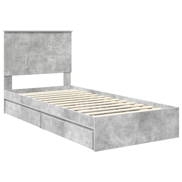 vidaXL Aufbewahrungsbett Beton Grau 100 x 200 cm Holzwerkstoff