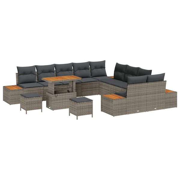vidaXL Gartensofa-set 13 pcs Grau Poly-Rattan