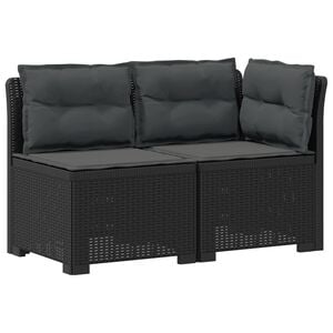 vidaXL 2-Sitzer Garten-Sofa mit Kissen Rattan-Look PP Anthrazit