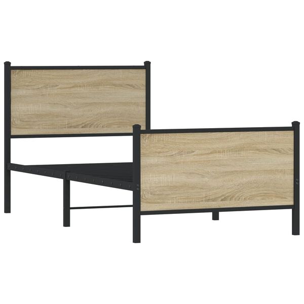 vidaXL Metallbett ohne Matratze Sonoma-Eiche 75x190 cm