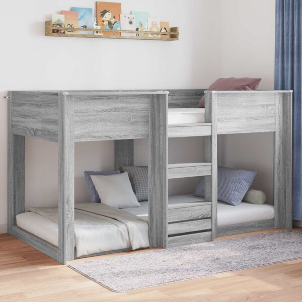 vidaXL Bodenbettrahmen Graues Sonoma 86,5 x 190 cm Holzwerkstoff